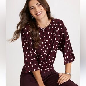 LAURA Polka Dot Elbow Sleeve Top Porto